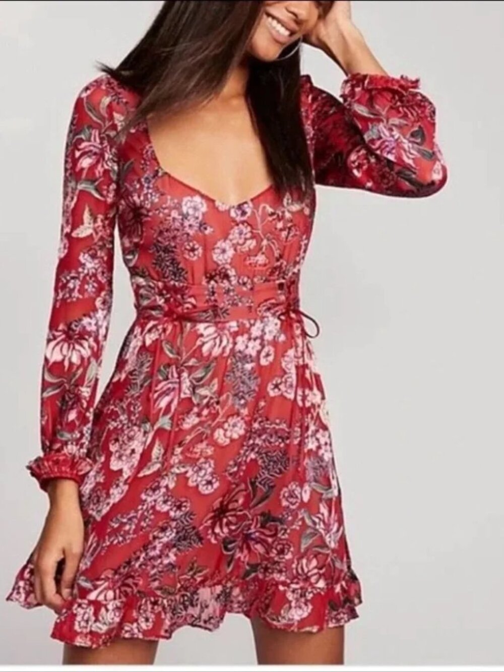 For Love and Lemons Nicole Burnout Corset Mini Dress Silk Blend SZ S Boho